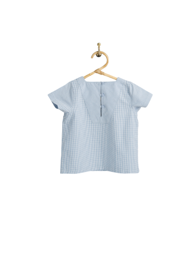 PIROULI - Marinière Kévin motif vichy bleu